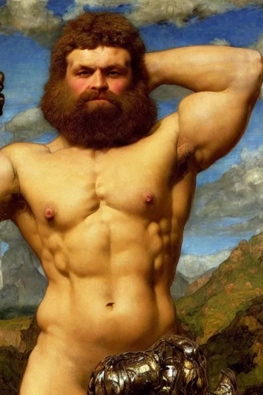 Prompt: upper body portrait of a hulking bulky swole steroids musclebound huge bodybuilder muscular herculean chiseled ewok from star warsby william morris ford madox brown william powell frith frederic leighton john william waterhouse hildebrandt