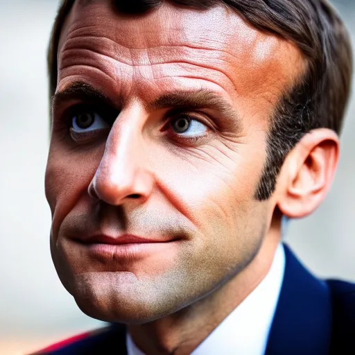 Prompt: big nose Emmanuel Macron, 50mm photography, high quality, 4K