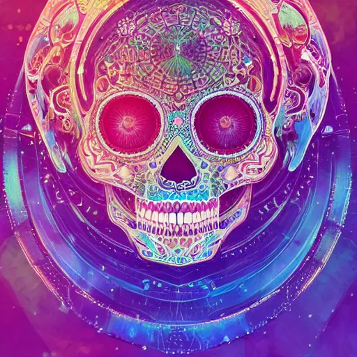 Prompt: kaleidoscope honeycomb sugar skull bubble neon elegant, 8 k resolution, intricate and fine details, award wining composition, photorealistic illustration, artstation, krenz cushart, alphonse mucha agnes cecile