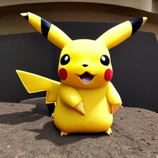 Prompt: Pikachu Sculpture made out of sandstone