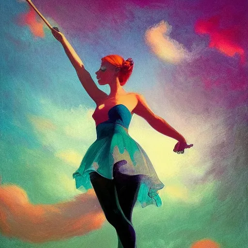 Prompt: A beautiful poledancing fairie, symmetrical features, cinematic lighting, soft bokeh, fantasy, modern, colourful, highly detailed, digital painting, artstation, deviantart, concept art, sharp focus, illustration, by Edward Hopper and Rene Magritte