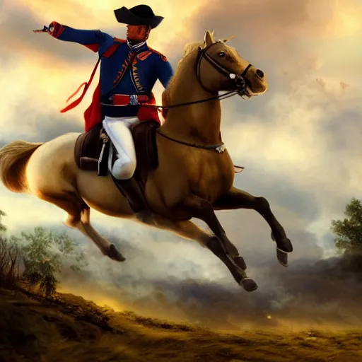 Image similar to gopro footage of napoleon on his horse fighting in waterloo, trending artstation, hyper realistic, very detailed, dramatic scene, realistic lighting, anime, 4 k