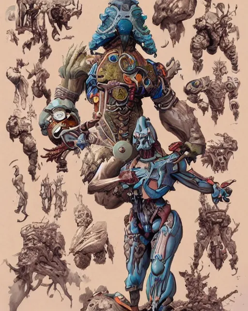 Image similar to pixel art of human muscular anatomy and cyborg hybrid by peter mohrbacher, by katsuya terada, by paul pope, by roger dean