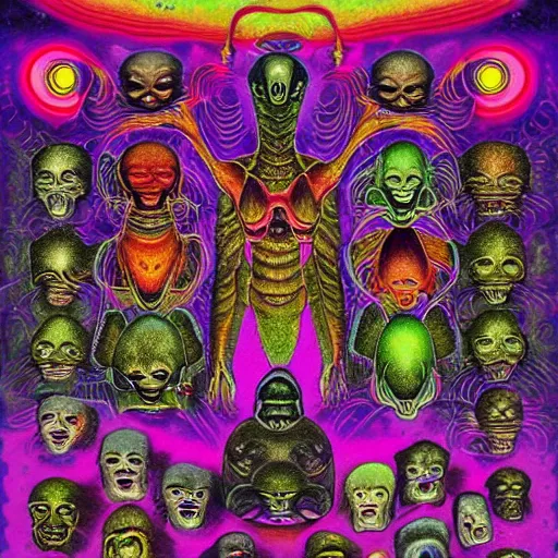 Prompt: evolution of aliens from a DMT realm