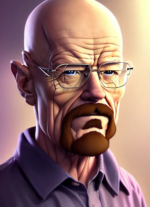 Image similar to cute builder walter white, natural lighting, path traced, highly detailed, high quality, digital painting, by don bluth and ross tran and studio ghibli and alphonse mucha, artgerm