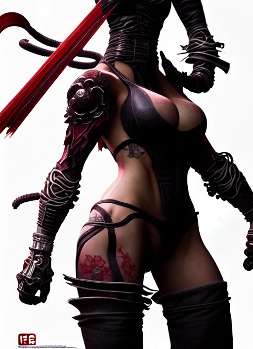 Image similar to studio portrait of ninja gaiden female, human structure, concept art, intricate detail, art and illustration by a. k. a limha lekan a. k. a maxx soul and irakli nadar and alexandre ferra, global illumination