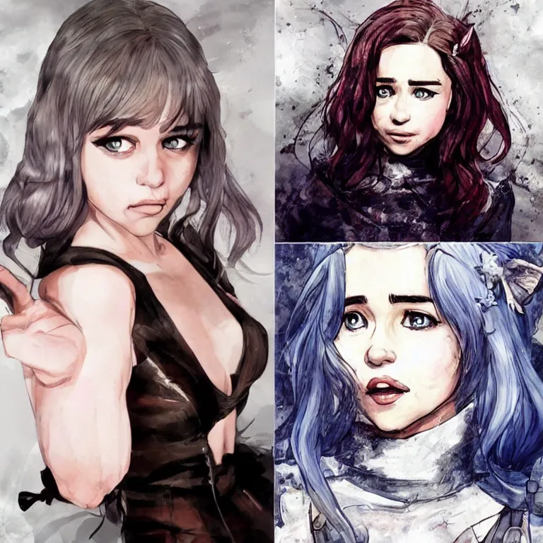 Image similar to Emilia Clarke looks like catgirl in style of anime