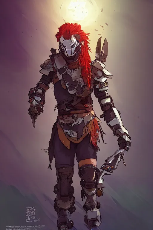 Image similar to combination suit armor aloy horizon forbidden west horizon zero dawn robot ninja mask helmet backpack tribal, art gta 5 comics, official fanart behance hd artstation by jesper ejsing, by rhads, makoto shinkai and lois van baarle, ilya kuvshinov, ossdraws radiating a glowing aura cgi rtx 2 0 2 2