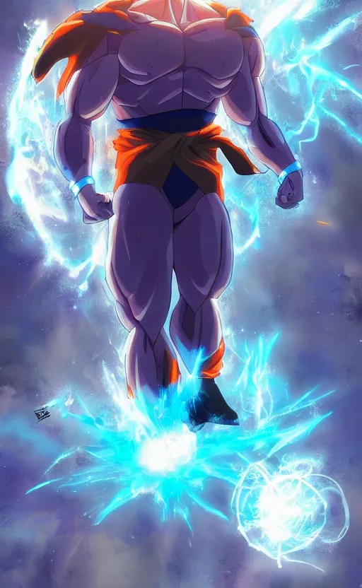 Prompt: Dramatic Movie Poster of Goku Throwing a fully charged spirit bomb at Frieza for the fate of Namek :4 Hyperrealism:5, by Ismail Inceoglu:8