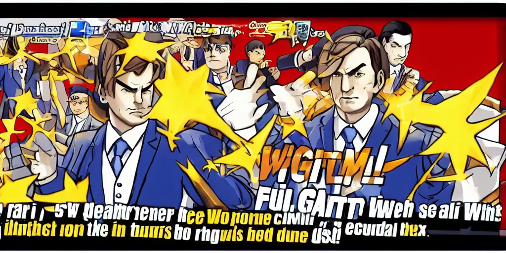 Image similar to saul goodman, phoenix wright ace attorney screenshot, nintendo ds, hq sprite