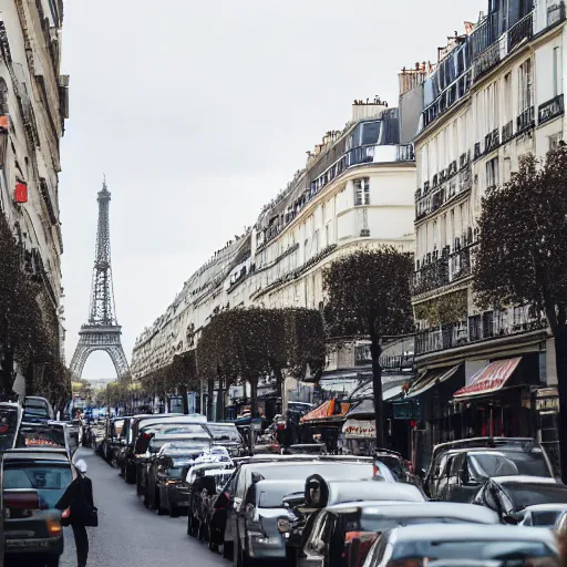 Prompt: a busy street on paris