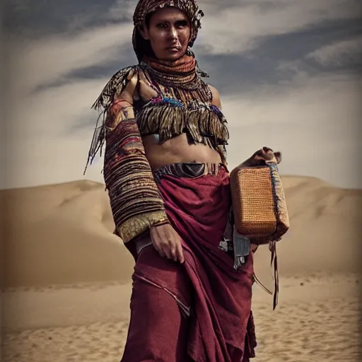 Image similar to a majestic nomad girl