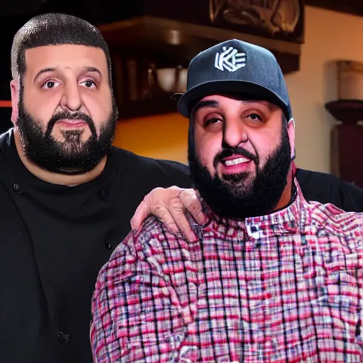 Prompt: ethan klein and dj khaled on an episode of hell's kitchen