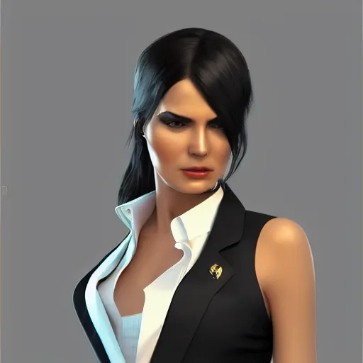 Prompt: amazonian woman in business attire, realistic, high resolution, artstation