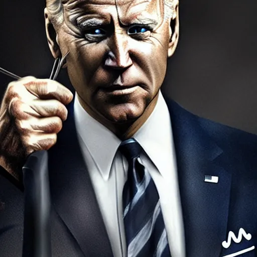 Image similar to joe biden as james bond, hyper realistic, amazing detail digital art, cgsociety, artstation