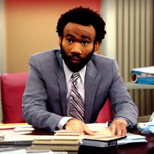 Image similar to a tv still of donald glover starring in the office ( 2 0 0 5 )