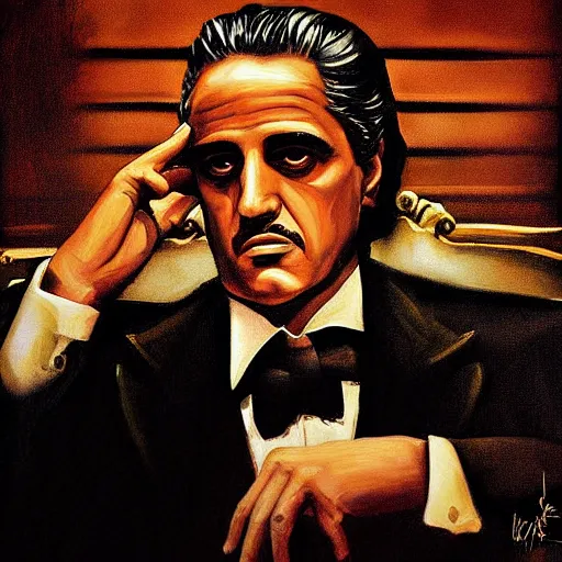 Image similar to The-Godfather painting by Thomas-Montacellinio