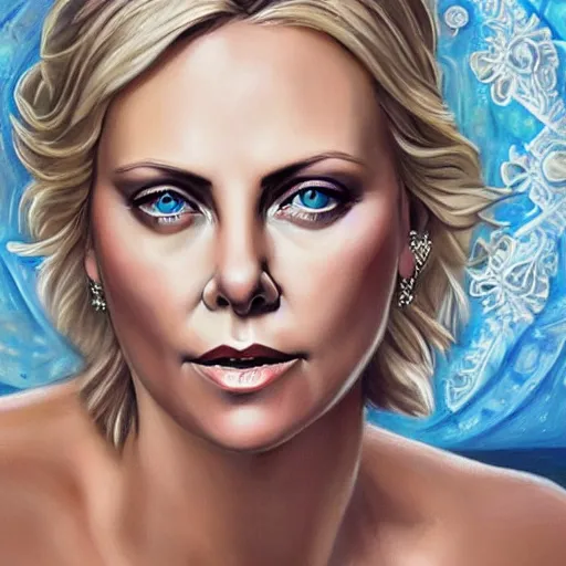 Prompt: tarot card, oil painting, ultra realistic, intricate details, charlize theron, neutral expression, blue eyes, long blond hair, white dress, elegant seductive regal, diamonds, emma frost,
