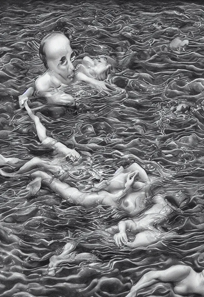 Image similar to highly detailed surrealist art about drowning slowly