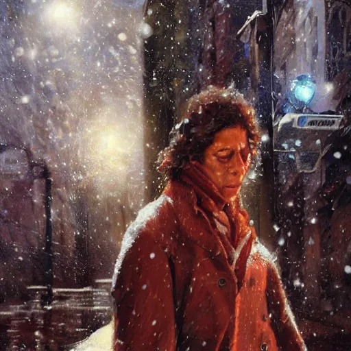 Prompt: Djavan Brazilian Singer in the snow, artwork by Craig Mullins,Movie poster, detailed, trending on artstation