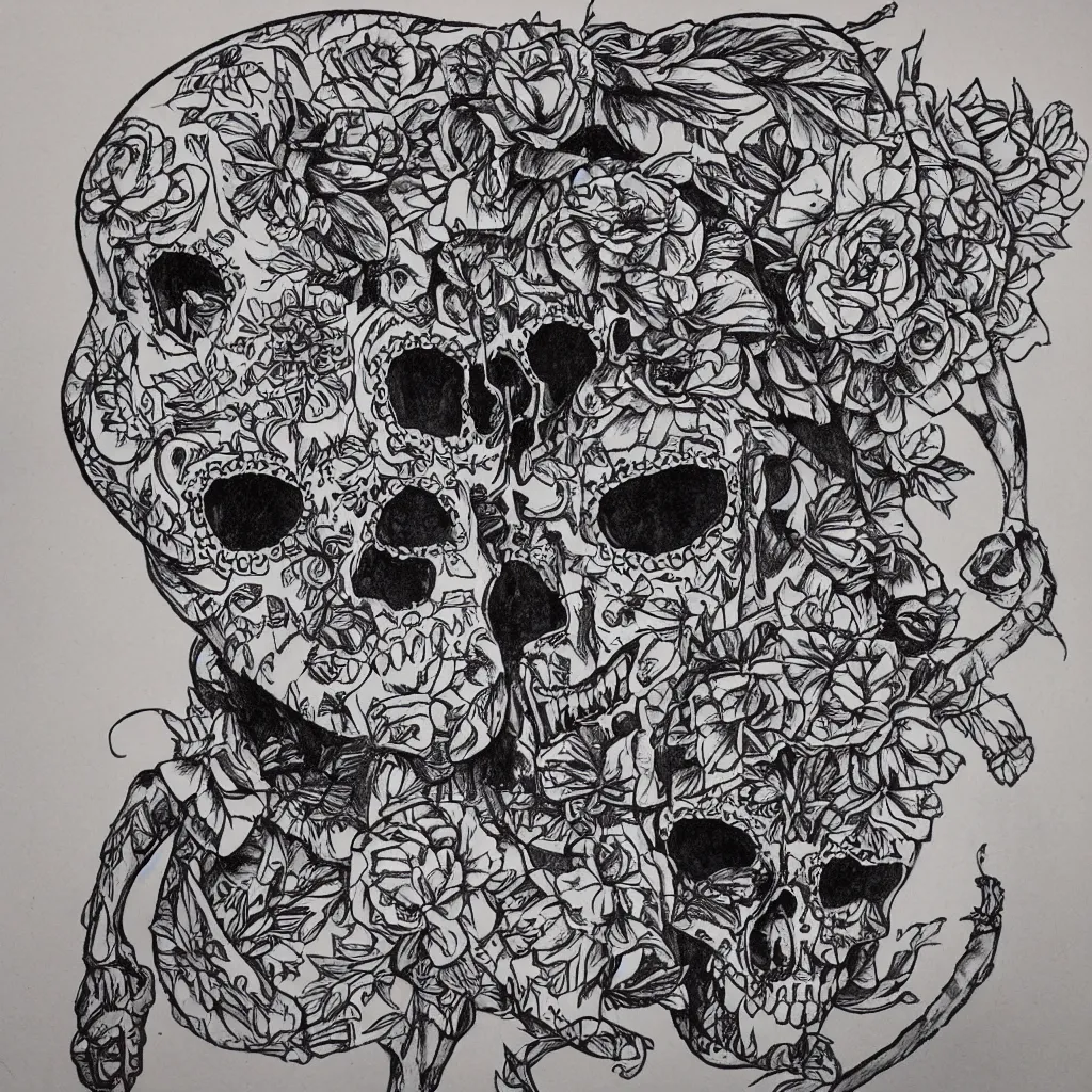 Image similar to A sugar skull cat skeleton