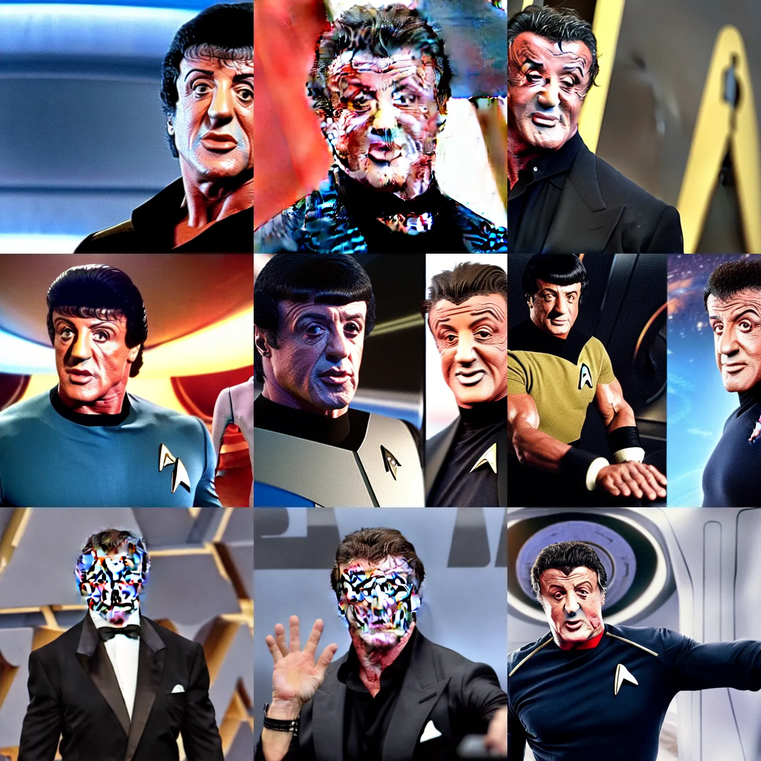 Prompt: sylvester stallone is the captain of the starship enterprise in the new star trek movie