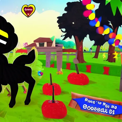 Image similar to a black goat in viva pinata, screenshot