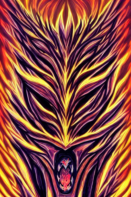 Prompt: fire monster, symmetrical, highly detailed, digital art, sharp focus, trending on art station, anime art style