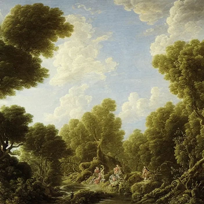 Image similar to a building in a serene landscape, by francois boucher