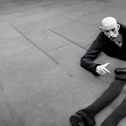 Image similar to portrait of nosferatu playing petanque, realistic photography