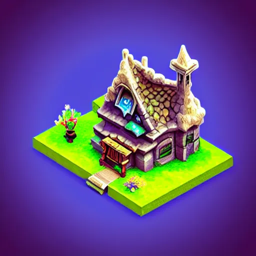 Prompt: Isometric 3D Fantasy Cute House