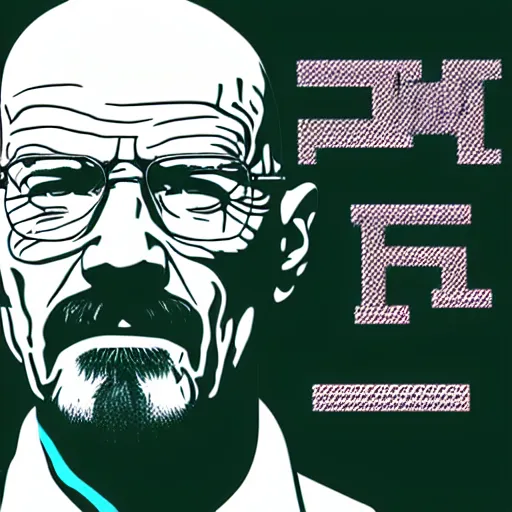 Image similar to facial portrait of Walter White, Vaporwave