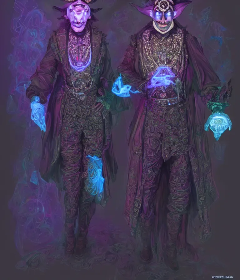 Image similar to front!!! shot of a court jester!!! character, hyperdimensional, bioluminescent hypercubes!!!, dark holography!!!, spectral, chrome, (((intricate))), elegant, highly detailed, centered, (((artstation, concept art, smooth, sharp focus, artgerm, Tomasz Alen Kopera, Peter Mohrbacher, donato giancola, Joseph Christian Leyendecker, WLOP, Boris Vallejo))), mugshot!!!!!, ugly!!!!!!, octane render, nvidia raytracing demo, octane render, nvidia raytracing demo, octane render, nvidia raytracing demo, grainy, muted, 8K, digitalblasphemy, metatron