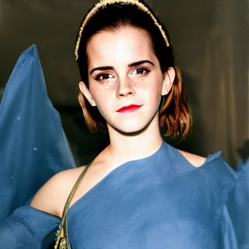 Image similar to emma watson, superhero halloween costume, award winning, kodak ektachrome expired blue tint,