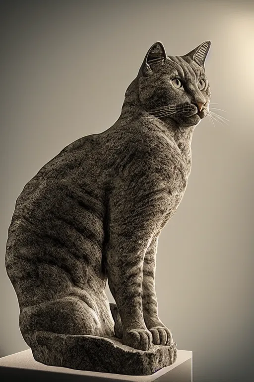 Prompt: a greek statue of a cat, cinematic, Studio lights, hyperrealistic