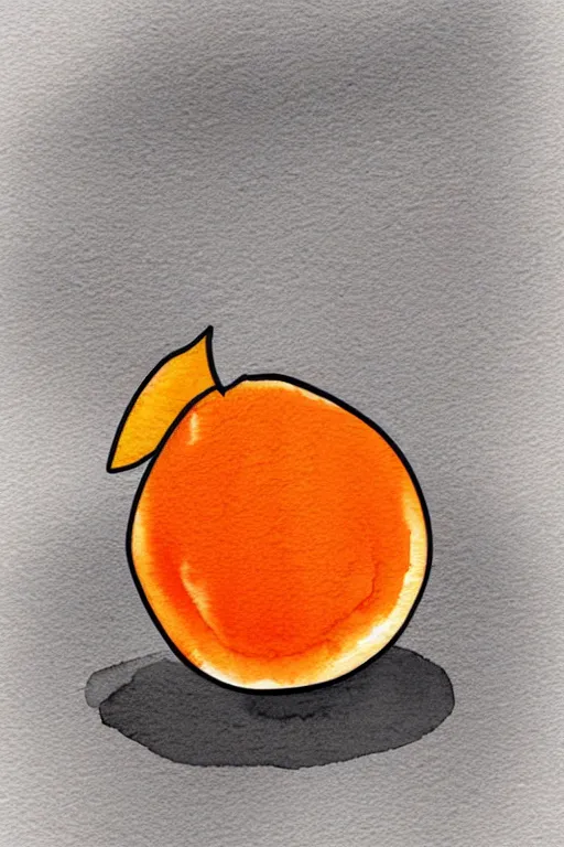 Image similar to minimalist watercolor art of an orange on white background, illustration, vector art