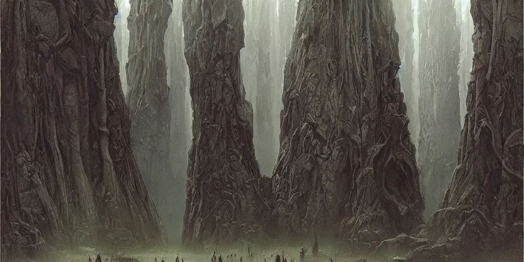 Prompt: artwork by john howe of a forest of abyss elders - 9