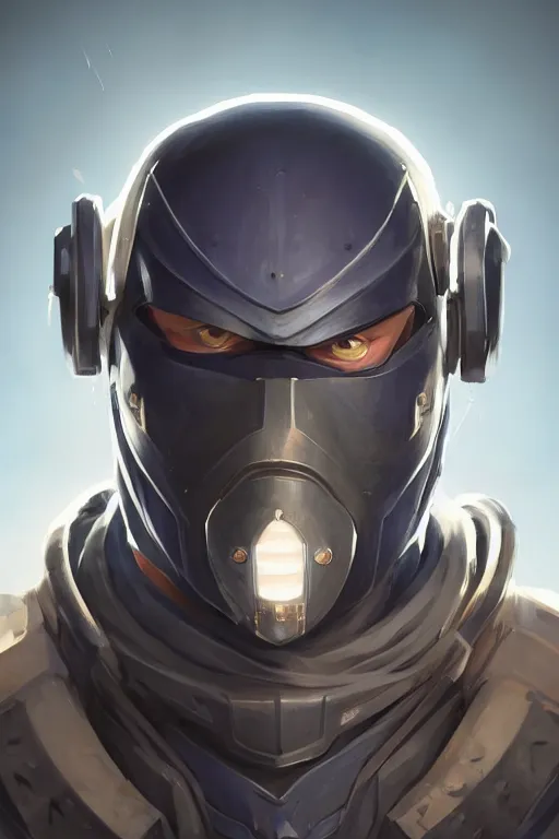 Image similar to epic mask helmet robot ninja portrait stylized as fornite style game design fanart by concept artist gervasio canda, behance hd by jesper ejsing, by rhads, makoto shinkai and lois van baarle, ilya kuvshinov, rossdraws global illumination radiating a glowing aura global illumination ray tracing hdr render in unreal engine 5