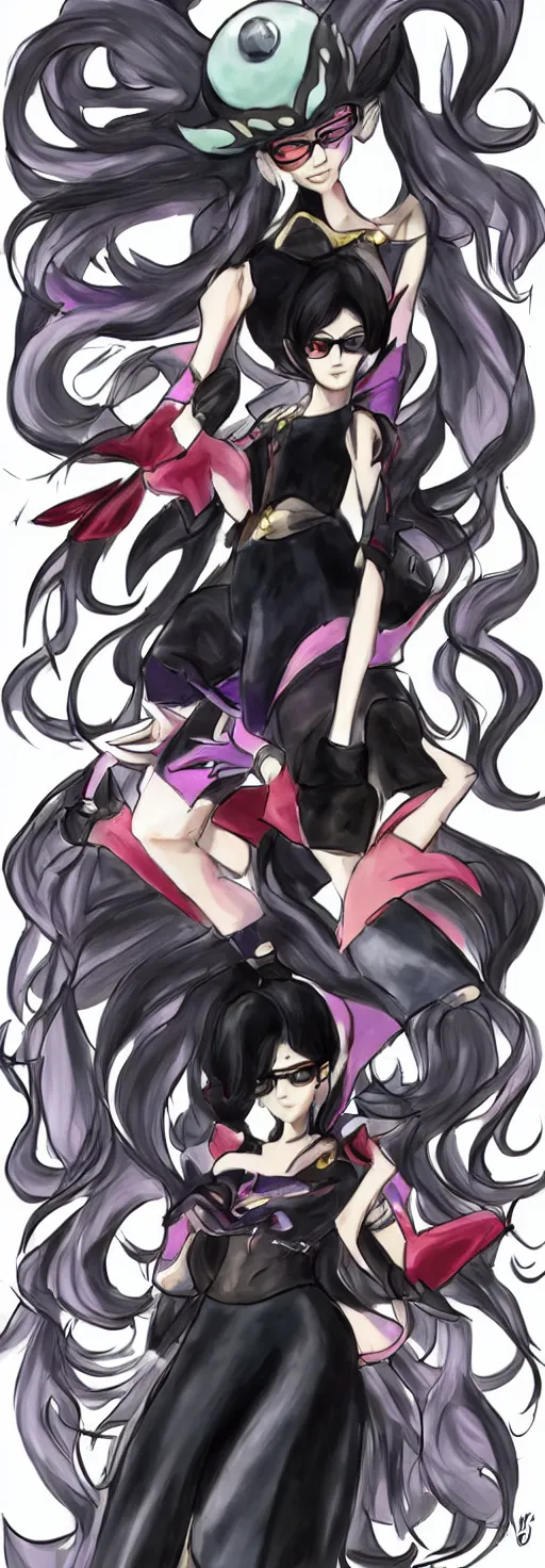 Image similar to bayonetta as a pokemon trainer, anime, concept art