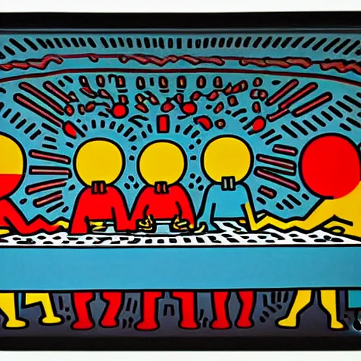 Image similar to The last supper, by Keith Haring