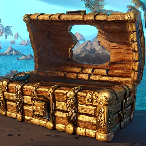 Prompt: island inside of a treasure chest with ornate details, unreal engine, ultradetailed, trending on artstation, devianart, cgsociety, amazing details