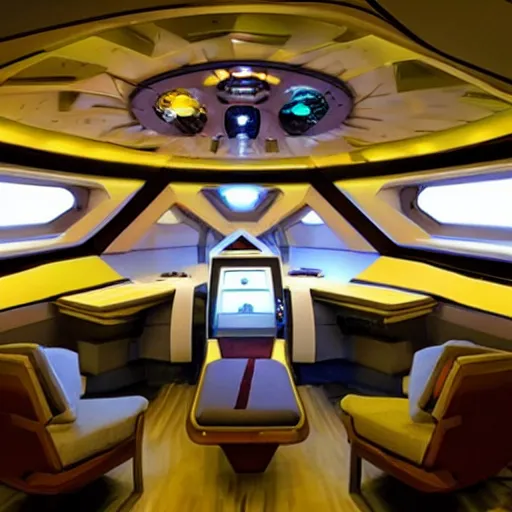 Image similar to inside the cabin of a futuristic starship