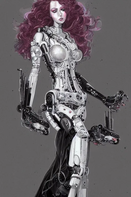 Image similar to laying beautiful painting of a crowned robotic cyberpunk princess in a gothic dark flowing gown laying intricate elegant highly detailed digital art, artstation