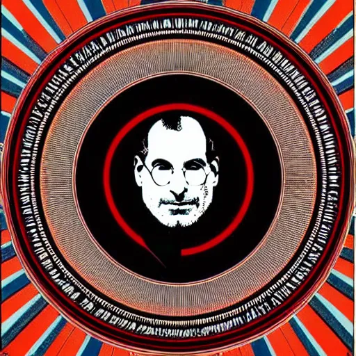 Image similar to steve jobs mandala propaganda poster, by shepard fairey.