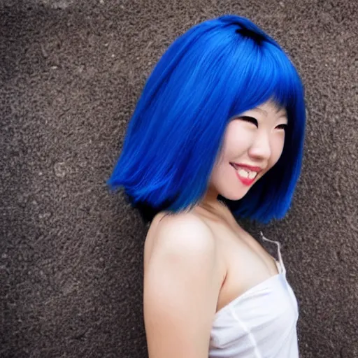 Image similar to cute asian girl with blue hair