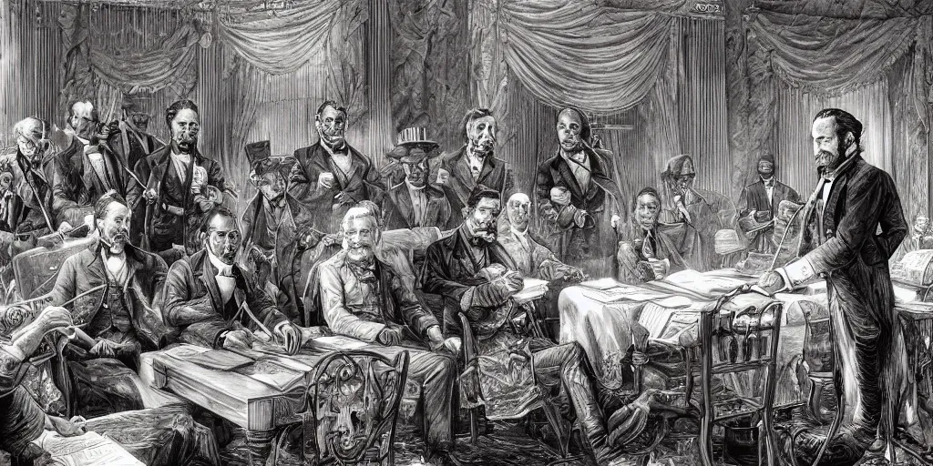 Prompt: five score years ago, a great american, in whose symbolic shadow we stand today, signed the emancipation proclamation. ultrafine highly detailed colorful illustration, intricate linework, sharp focus, octopath traveler, final fantasy, unreal engine highly rendered, global illumination, radiant light, intricate environment