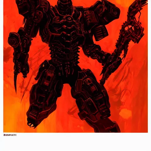 Image similar to doom slayer, painted by tsutomu nihei, painted by stanley lau