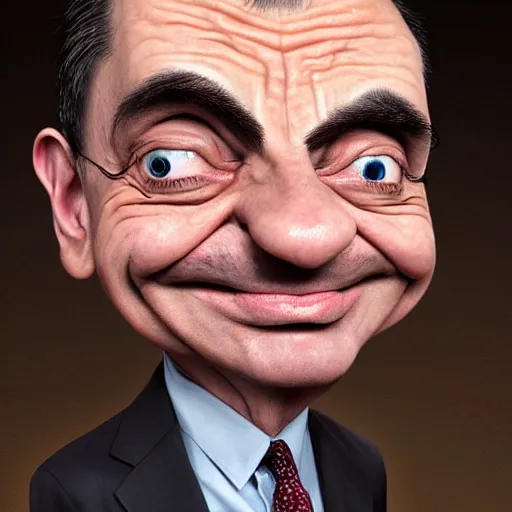 Image similar to mrbean head caricature, artgem, digital painting, fullshot, color painting, hyperrealistic, concept art, oil painting, masterpiece, concept art, trending on deviantart, realistic and detailed face, highly detailed, high quality, 8 k, soft lighting, fancy colors, fantasy, cinematic, high coherence