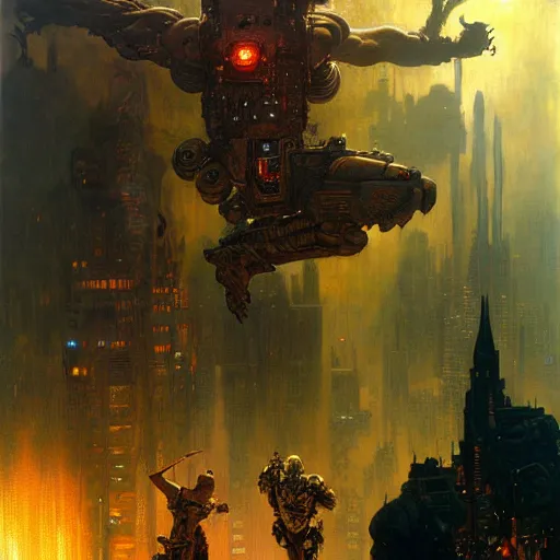 Image similar to portrait of a mark zuckerberg fighting goblins. shadowrun furaffiniy cyberpunk fantasy highly detailed painting by gaston bussiere craig mullins jc leyendecker gustav klimt artgerm greg rutkowski john berkey, bergey, craig mullins, ruan jia, raymond swanland, jeremy mann, tom lovell, alex malveda