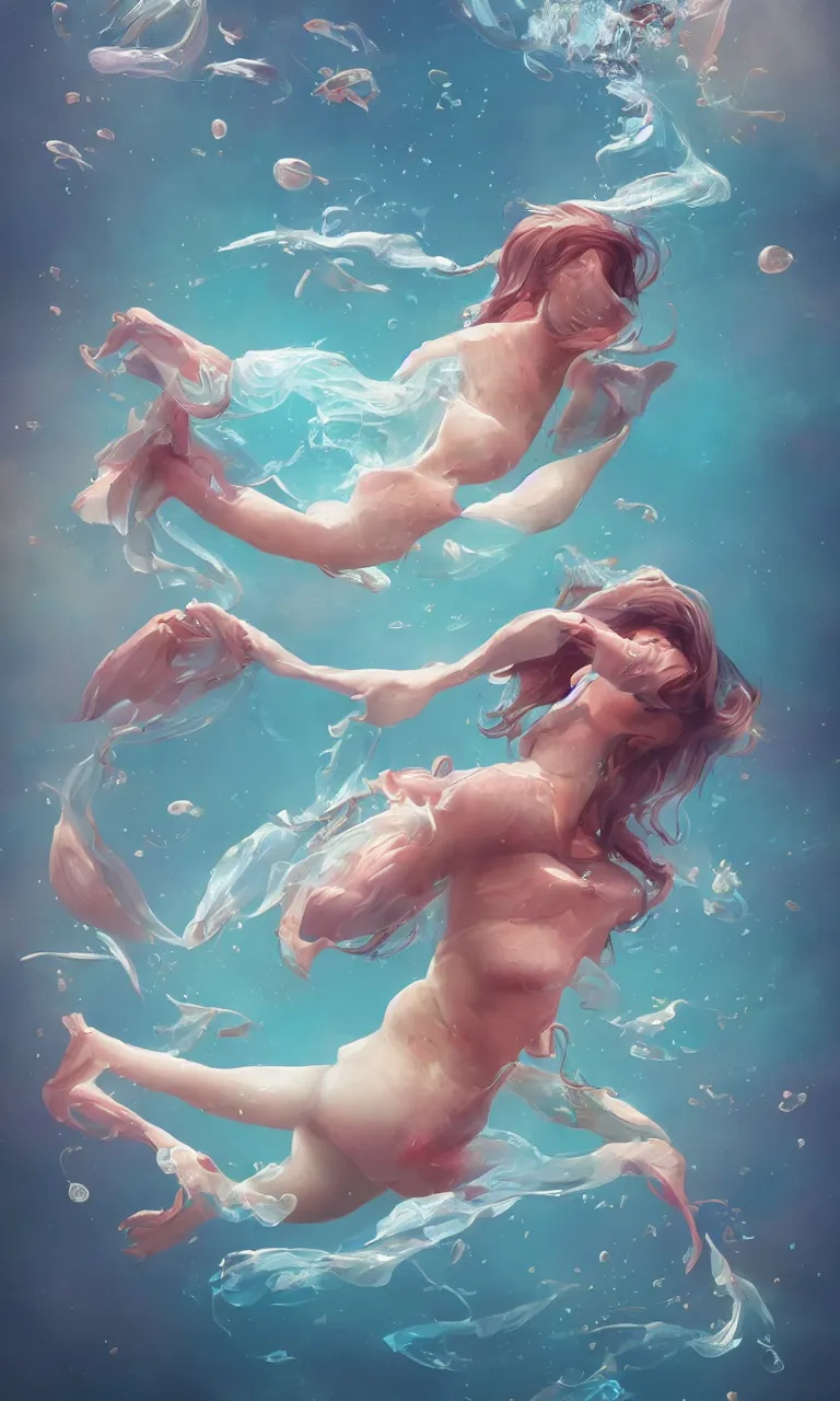 Prompt: a fish shaped woman, she is half fish half woman ,diving in the air rounded by jelly clouds made by Stanley Artgerm Lau, WLOP, Rossdraws, ArtStation, CGSociety, concept art, cgsociety, octane render, trending on artstation, artstationHD, artstationHQ, unreal engine, 4k, 8k,